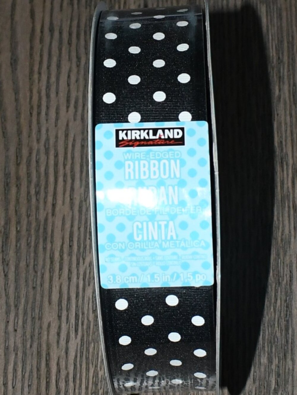 Kirkland Wire-Edged Black Polka Dot Ribbon 1.5 in Wide X 50 YD NEW Sealed